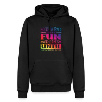 Social worker fun until someone loses the pen - Men’s Premium Organic Hoodie - black - Front - Nico (187cm)