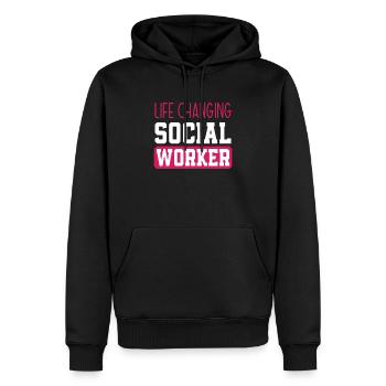 Changer des vies Travailleurs sociaux - Sweat à capuche Premium bio Homme - noir - Devant - Nico (187cm)
