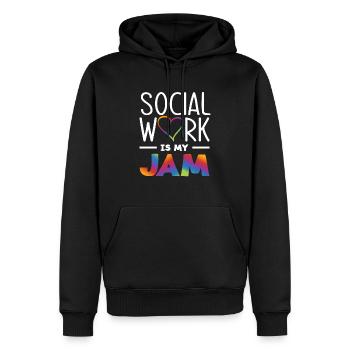 Le travail social, c’est mon truc - Sweat à capuche Premium bio Homme - noir - Devant - Nico (187cm)