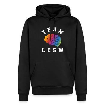 Team LCSW Colorful Brain Motif - Men’s Premium Organic Hoodie - black - Front - Nico (187cm)