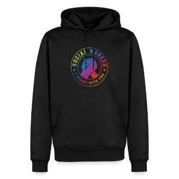 Travail social Je suis à vos côtés - Sweat à capuche Premium bio Homme - noir - Devant - Nico (187cm)