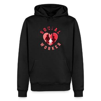 Chaleureuse reconnaissance pour les travailleurs sociaux - Sweat à capuche Premium bio Homme - noir - Devant - Nico (187cm)