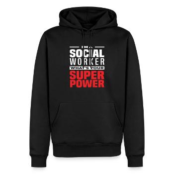 Ich Bin Sozialarbeiterin Was Ist Deine Superkraft - Männer Premium Bio Hoodie - Schwarz - Vorne - Nico (187cm)