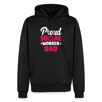 Fier papa travailleur social - Sweat à capuche Premium bio Homme - noir - Devant - Nico (187cm)