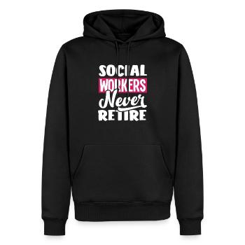 Les travailleurs sociaux ne s’arrêtent jamais - Sweat à capuche Premium bio Homme - noir - Devant - Nico (187cm)