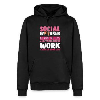 Les travailleurs sociaux font ce que vous aimez - Sweat à capuche Premium bio Homme - noir - Devant - Nico (187cm)