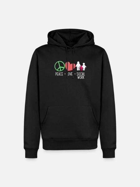 Paz, Amor, Trabajo Social - Sudadera con capucha prémium ecológica para hombre - negro