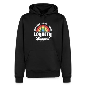 Empathy Hope Trust Loyalty - Men’s Premium Organic Hoodie - black - Front - Nico (187cm)