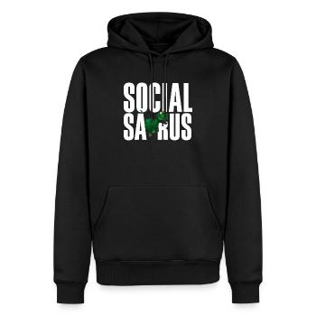 Social Saurus Dinosaure Drôle - Sweat à capuche Premium bio Homme - noir - Devant - Nico (187cm)