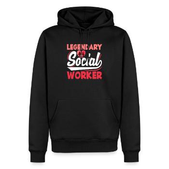 Travailleur social légendaire - Sweat à capuche Premium bio Homme - noir - Devant - Nico (187cm)