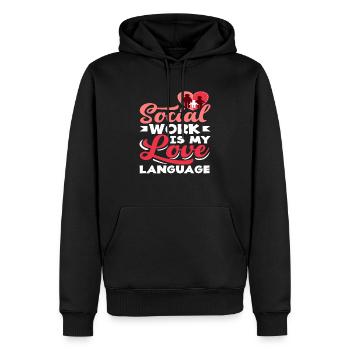Soziale Arbeit Ist Meine Liebessprache - Männer Premium Bio Hoodie - Schwarz - Vorne - Nico (187cm)