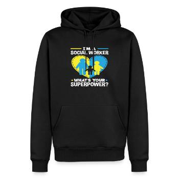 Je suis travailleur social, quel est le vôtre - Sweat à capuche Premium bio Homme - noir - Devant - Nico (187cm)