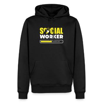 Un travailleur social est invité... - Sweat à capuche Premium bio Homme - noir - Devant - Nico (187cm)