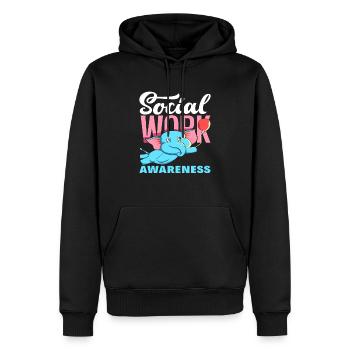 Sensibilisation au travail social avec Elephant - Sweat à capuche Premium bio Homme - noir - Devant - Nico (187cm)