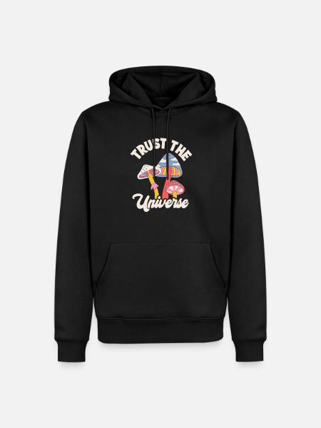Vertraue Dem Universum Pilze Design - Männer Premium Bio Hoodie - Schwarz