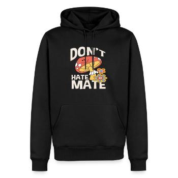 Don't Hate Mate Mushroom Flowers Retro - Men’s Premium Organic Hoodie - black - Front - Nico (187cm)