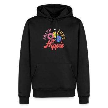 Faith Love Hippie Blumen Retro - Männer Premium Bio Hoodie - Schwarz - Vorne - Nico (187cm)