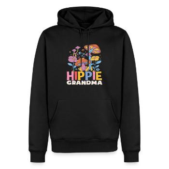 Hippie Oma Blumen und Pilze Retro - Männer Premium Bio Hoodie - Schwarz - Vorne - Nico (187cm)