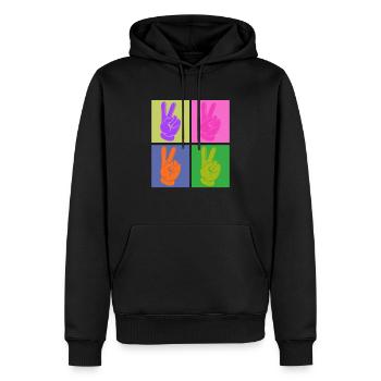 Poignée de paix colorée Pop Art Design - Sweat à capuche Premium bio Homme - noir - Devant - Nico (187cm)