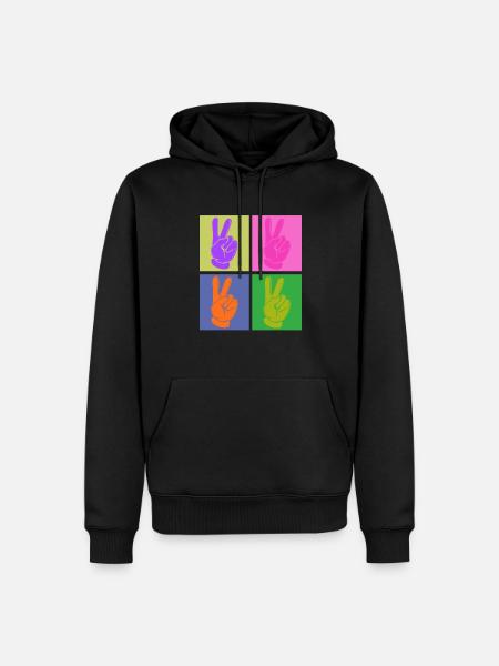 Bunter Friedensgriff Pop Art Design - Männer Premium Bio Hoodie - Schwarz