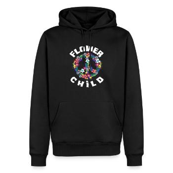 Flower Child Blumenkind Friedenszeichen - Männer Premium Bio Hoodie - Schwarz - Vorne - Nico (187cm)