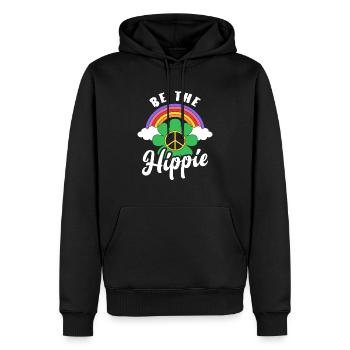 Être le Hippie Signe de Paix Arc-en-ciel Hippie - Sweat à capuche Premium bio Homme - noir - Devant - Nico (187cm)