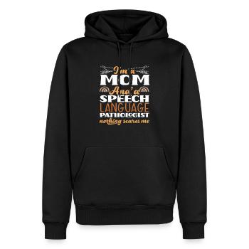 Je suis maman et orthophoniste rien - Sweat à capuche Premium bio Homme - noir - Devant - Nico (187cm)