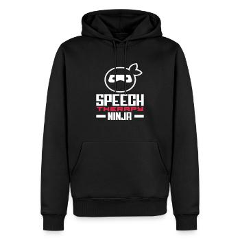 Speech Therapy Ninja Cool Therapy Motif - Men’s Premium Organic Hoodie - black - Front - Nico (187cm)