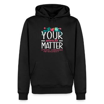Deine Worte Zählen Sprachtherapeut - Männer Premium Bio Hoodie - Schwarz - Vorne - Nico (187cm)