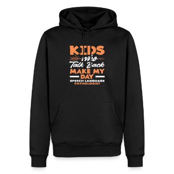 Children who talk back make my day - Men’s Premium Organic Hoodie - black - Front - Nico (187cm)