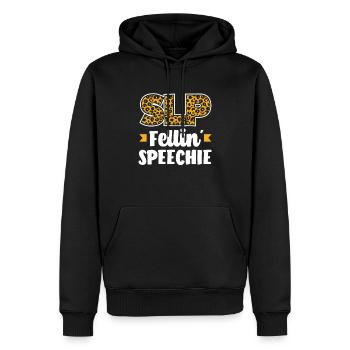 SLP Fellin' Speechie Leopard Design - Men’s Premium Organic Hoodie - black - Front - Nico (187cm)