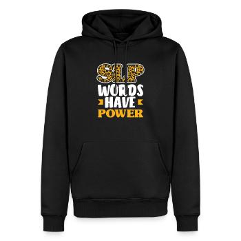 Les mots SLP ont du pouvoir Déclaration élégante - Sweat à capuche Premium bio Homme - noir - Devant - Nico (187cm)