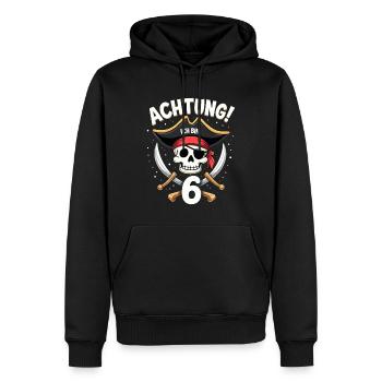 6th Birthday Pirate Gift Boys Boys - Men’s Premium Organic Hoodie - black - Front - Nico (187cm)