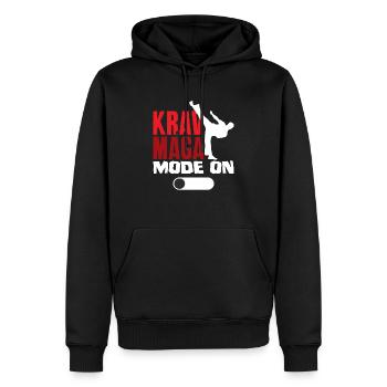 Krav Maga Modus An - Männer Premium Bio Hoodie - Schwarz - Vorne - Nico (187cm)