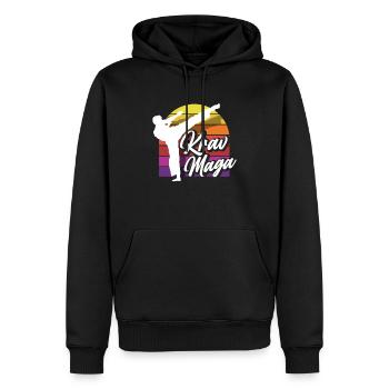 Krav Maga Rétro - Sweat à capuche Premium bio Homme - noir - Devant - Nico (187cm)