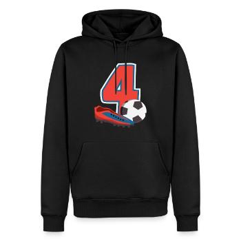 Fête d’anniversaire des enfants de football de 4 ans - Sweat à capuche Premium bio Homme - noir - Devant - Nico (187cm)