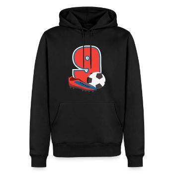 Fête d’anniversaire des enfants de football de 9 ans - Sweat à capuche Premium bio Homme - noir - Devant - Nico (187cm)