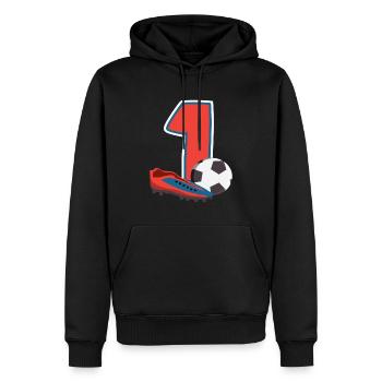 Football Anniversaire 1 an Enfants Fête d’anniversaire - Sweat à capuche Premium bio Homme - noir - Devant - Nico (187cm)