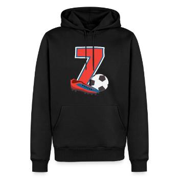 Fête d’anniversaire des enfants de football de 7 ans - Sweat à capuche Premium bio Homme - noir - Devant - Nico (187cm)