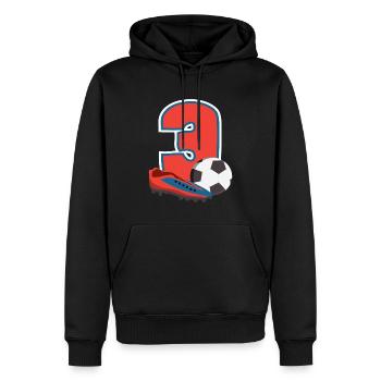 Fête d’anniversaire des enfants de football de 3 ans - Sweat à capuche Premium bio Homme - noir - Devant - Nico (187cm)