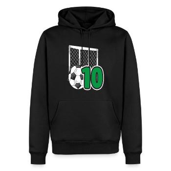 Football Anniversaire 10e anniversaire Fête d’anniversaire des enfants - Sweat à capuche Premium bio Homme - noir - Devant - Nico (187cm)
