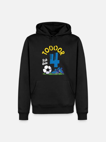 Tor Fußball Ich bin 4 Kindergeburtstag - Männer Premium Bio Hoodie - Schwarz