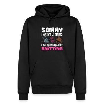 Désolée, je pensais tricoter - Sweat à capuche Premium bio Homme - noir - Devant - Nico (187cm)