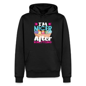 Ich Bin Nicer Nach Stricken - Männer Premium Bio Hoodie - Schwarz - Vorne - Nico (187cm)