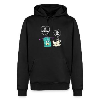 Stricken Humor Sie Liebt Mich Mehr - Männer Premium Bio Hoodie - Schwarz - Vorne - Nico (187cm)
