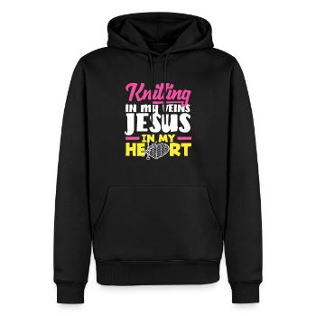 Stricken In Meinen Adern Jesus Im Herzen - Männer Premium Bio Hoodie - Schwarz - Vorne - Nico (187cm)