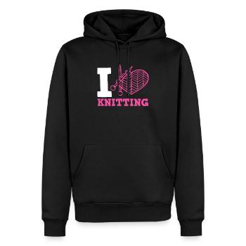Ich Liebe Stricken Herzmuster Freude - Männer Premium Bio Hoodie - Schwarz - Vorne - Nico (187cm)