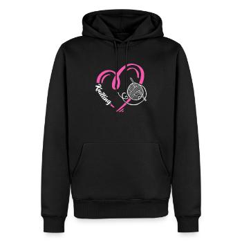 Conception de coeur de tricot pour les amoureux - Sweat à capuche Premium bio Homme - noir - Devant - Nico (187cm)