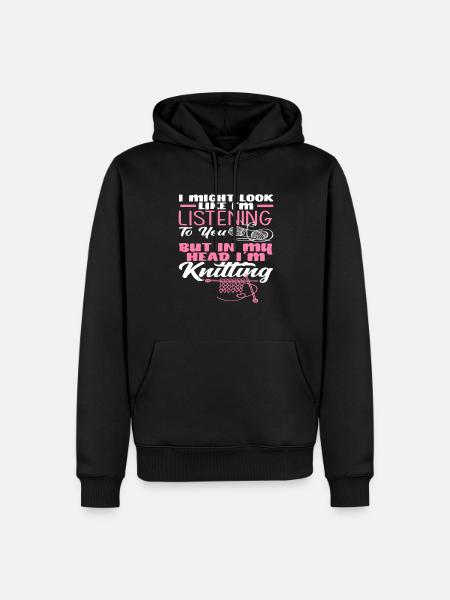 Thoughts while knitting - Men’s Premium Organic Hoodie - black
