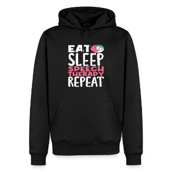 Eat Sleep Speech Therapist Review - Men’s Premium Organic Hoodie - black - Front - Nico (187cm)